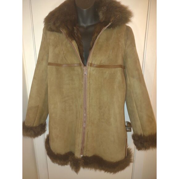 Vintage Reversible Lambskin Coat/Jacket - Brown Brand is S.A. España Piel Sz 10 - Picture 2 of 10